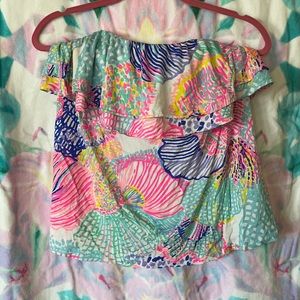 Lilly Pulitzer Strapless Ruffle Top